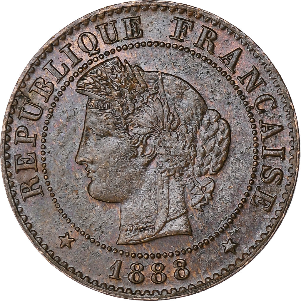 Francja, Centime, Cérès, 1888, Paris, Brązowy, AU(50-53), Gadoury:88