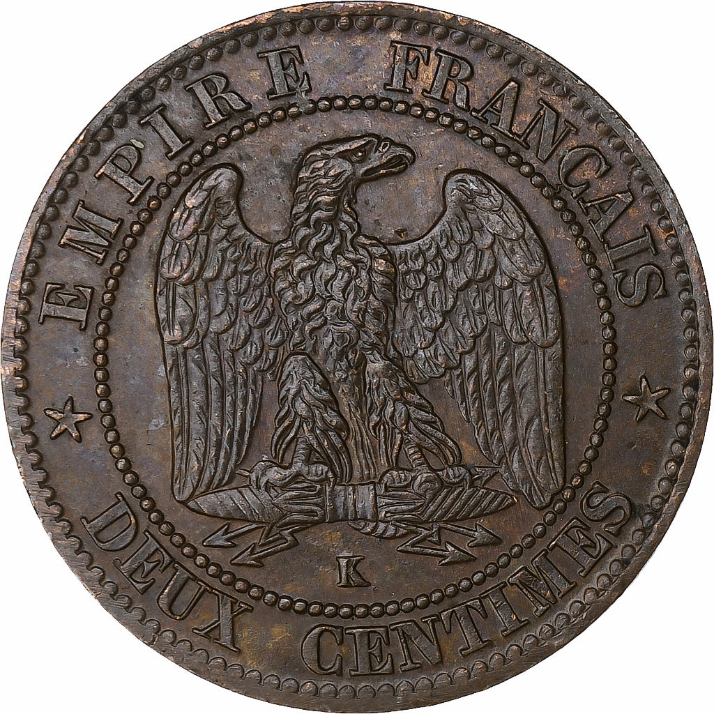 France, Napoléon III, 2 Centimes, 1862, Bordeaux, Bronze, TTB+, Gadoury:104