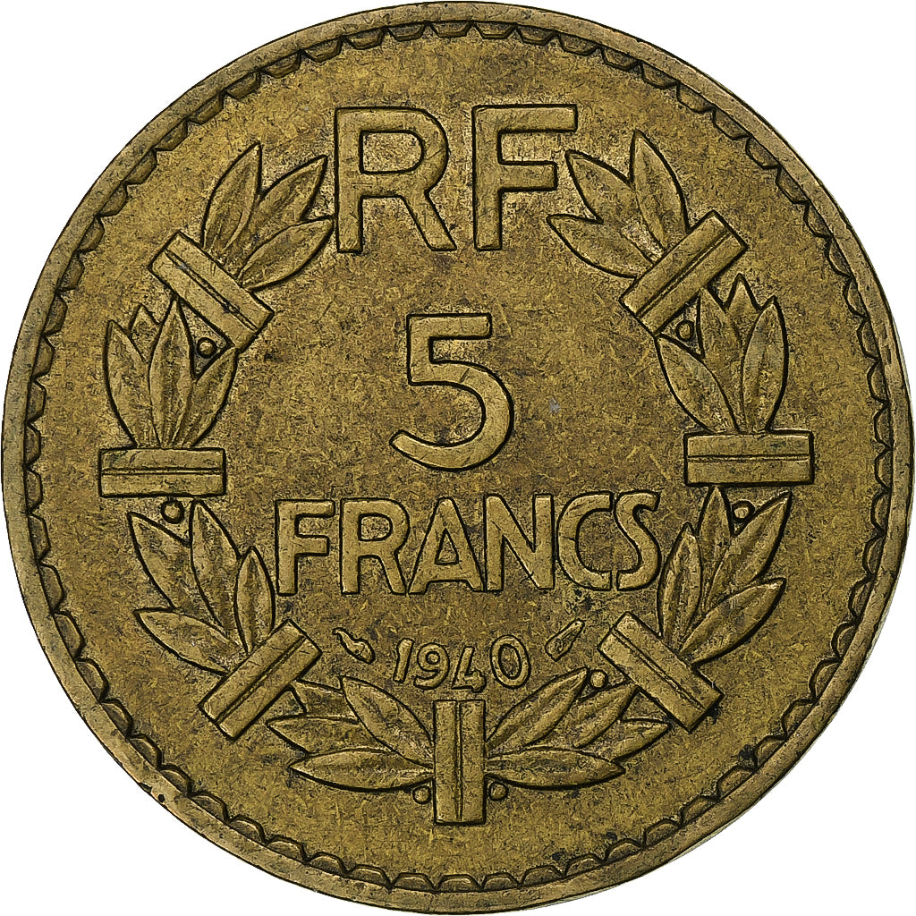 Francia, 5 Francs, Lavrillier, 1940, Paris, Rame-alluminio, BB, Gadoury:761