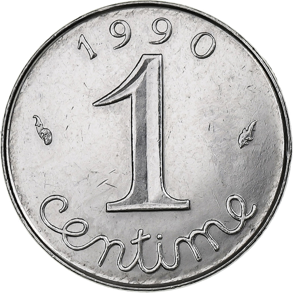 Francja, Centime, 1990, Pessac, Stal nierdzewna, MS(63), Gadoury:91