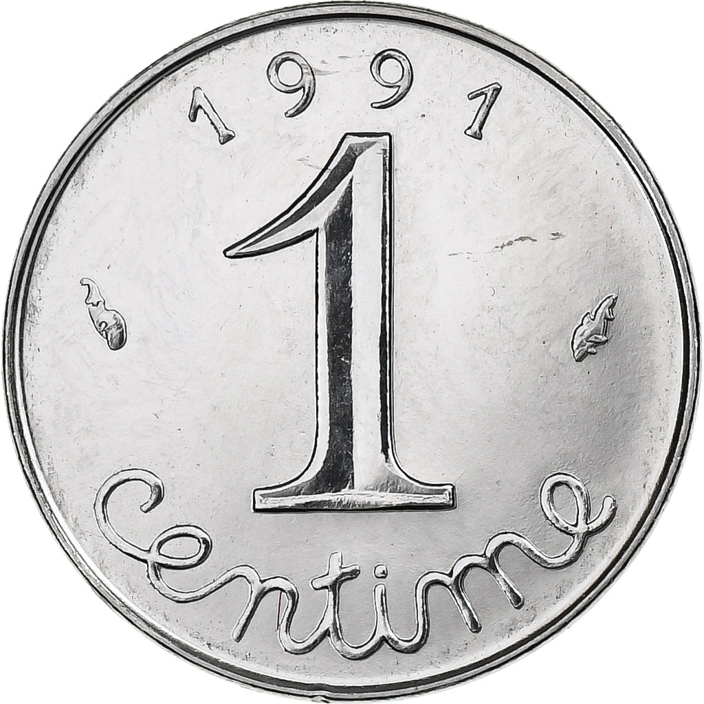 France, Centime, 1991, Pessac, Stainless Steel, MS(63), Gadoury:91