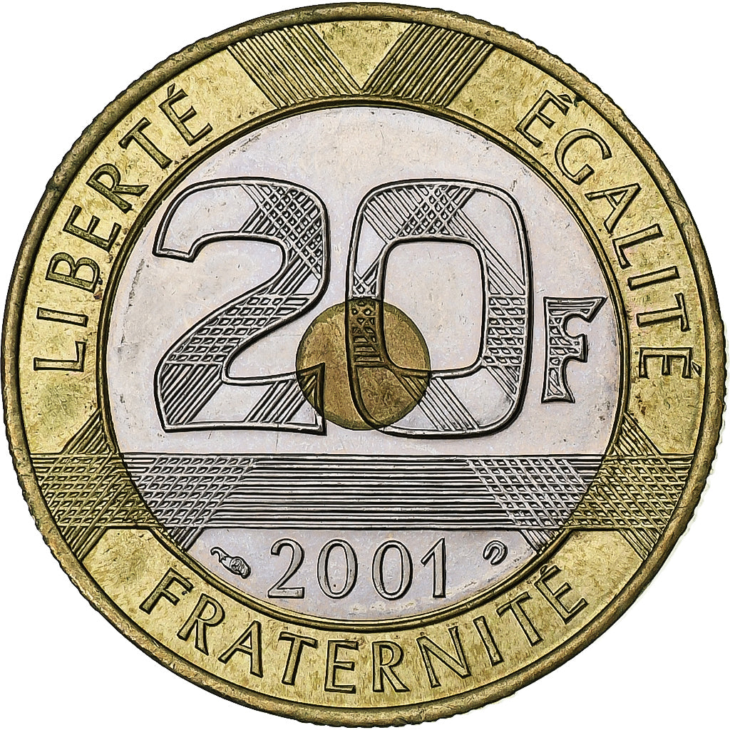 Francia, 20 Francs, Mont Saint Michel, 2001, Pessac, Bimetallico, SPL