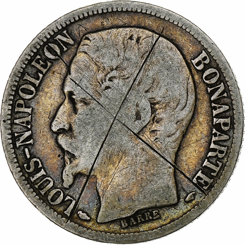 Francja, Napoleon III, Franc, 1852, Paris, Srebro, VF(20-25), Gadoury:458