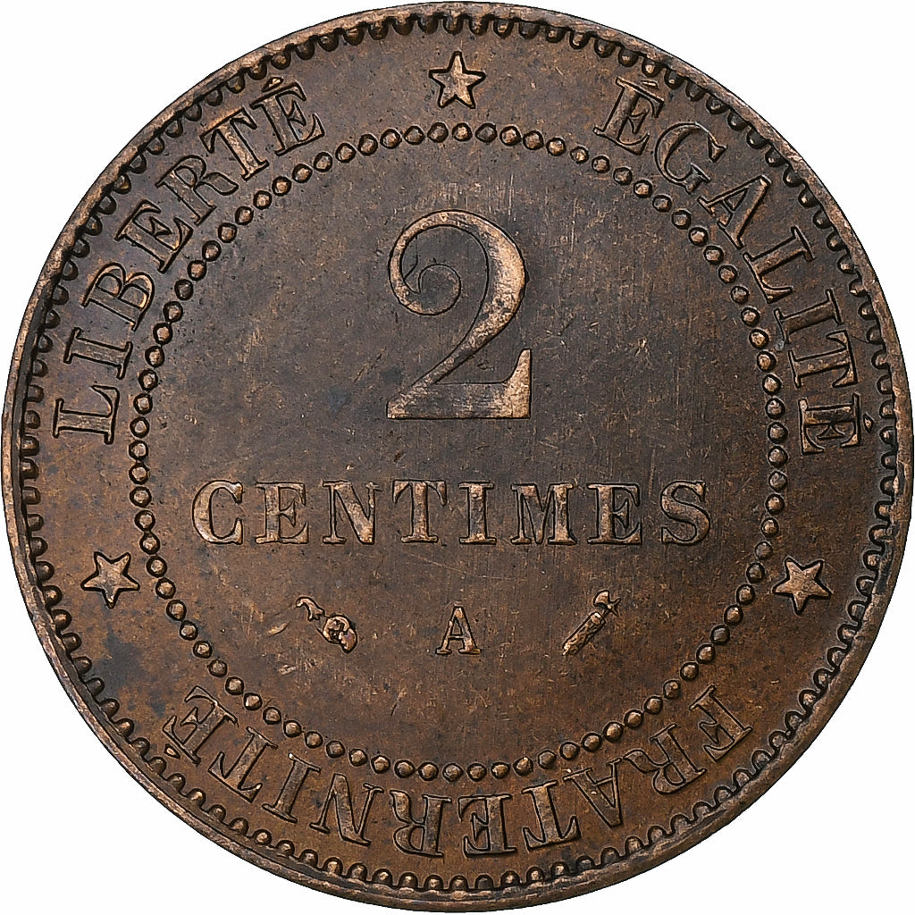 Francja, 2 Centimes, Cérès, 1896, Paris, Brązowy, VF(30-35), Gadoury:105