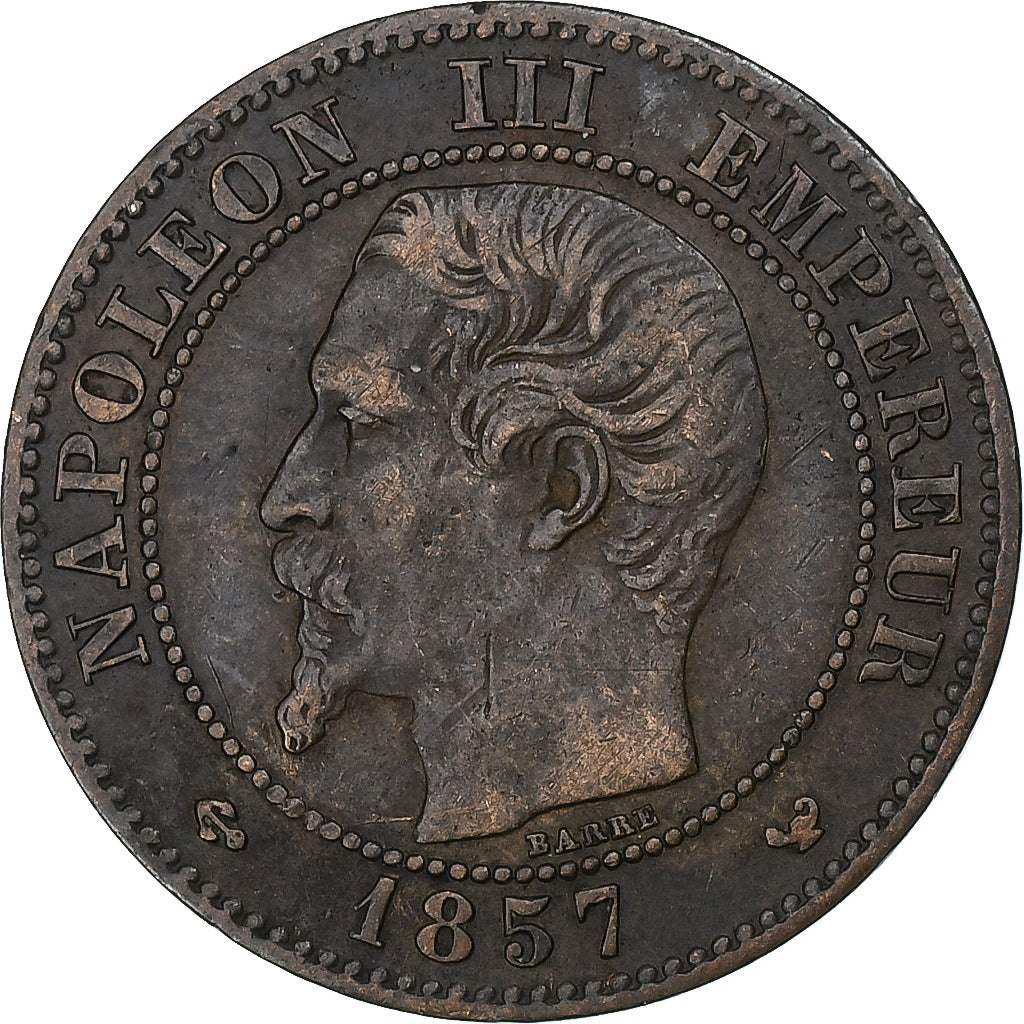 France, Napoléon III, 2 Centimes, 1857, Lille, Bronze, TTB+, Gadoury:103