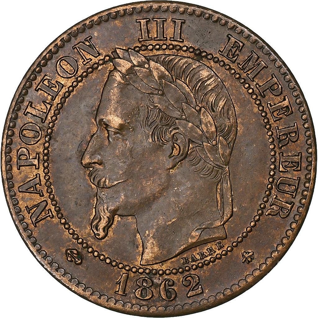 France, Napoleon III, 2 Centimes, 1862, Paris, Bronze, AU(55-58), Gadoury:104
