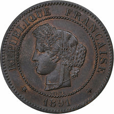 France, 5 Centimes, Cérès, 1891, Paris, Bronze, EF(40-45), Gadoury:157a