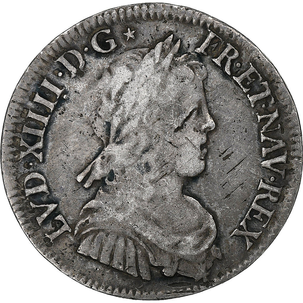 France, Louis XIV, 1/4 Ecu, 1653, Paris, Silver, VF(20-25), Gadoury:140