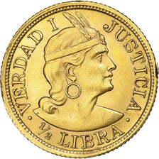 Peru, 1/2 Libra, Trade Coinage, 1908, Dourado, MS(63), KM:209