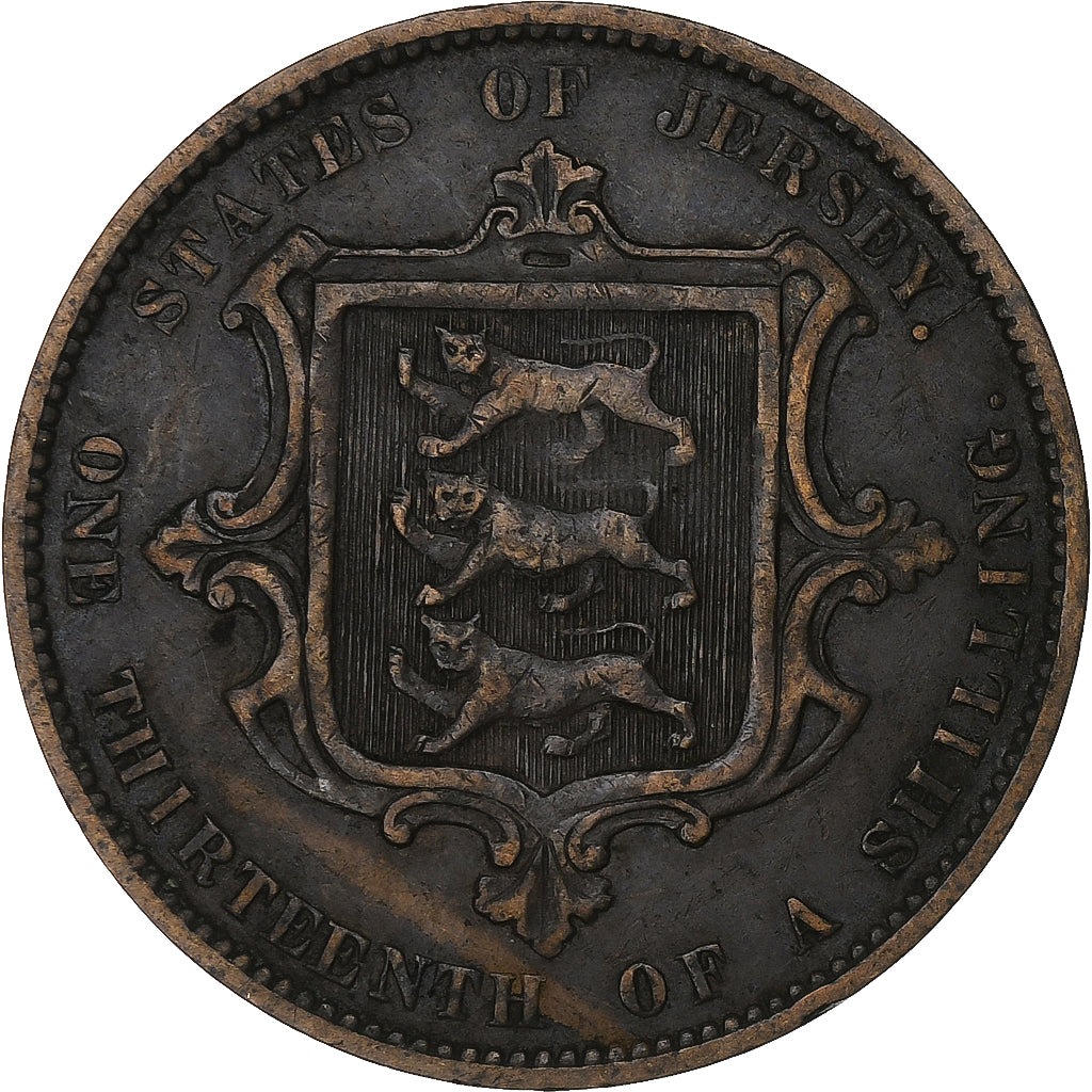 Jersey, Victoria, 1/13 Shilling, 1870, Bronze, S+, KM:5
