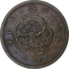 Japan, Mutsuhito, 2 Sen, 1880, Bronze, VF(30-35), KM:18.2