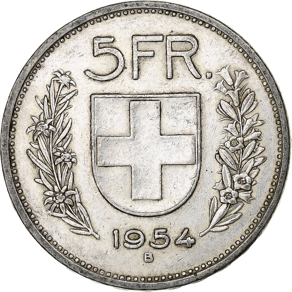 Switzerland, 5 Francs, Herdsman, 1954, Bern, Silver, VF(30-35), KM:40
