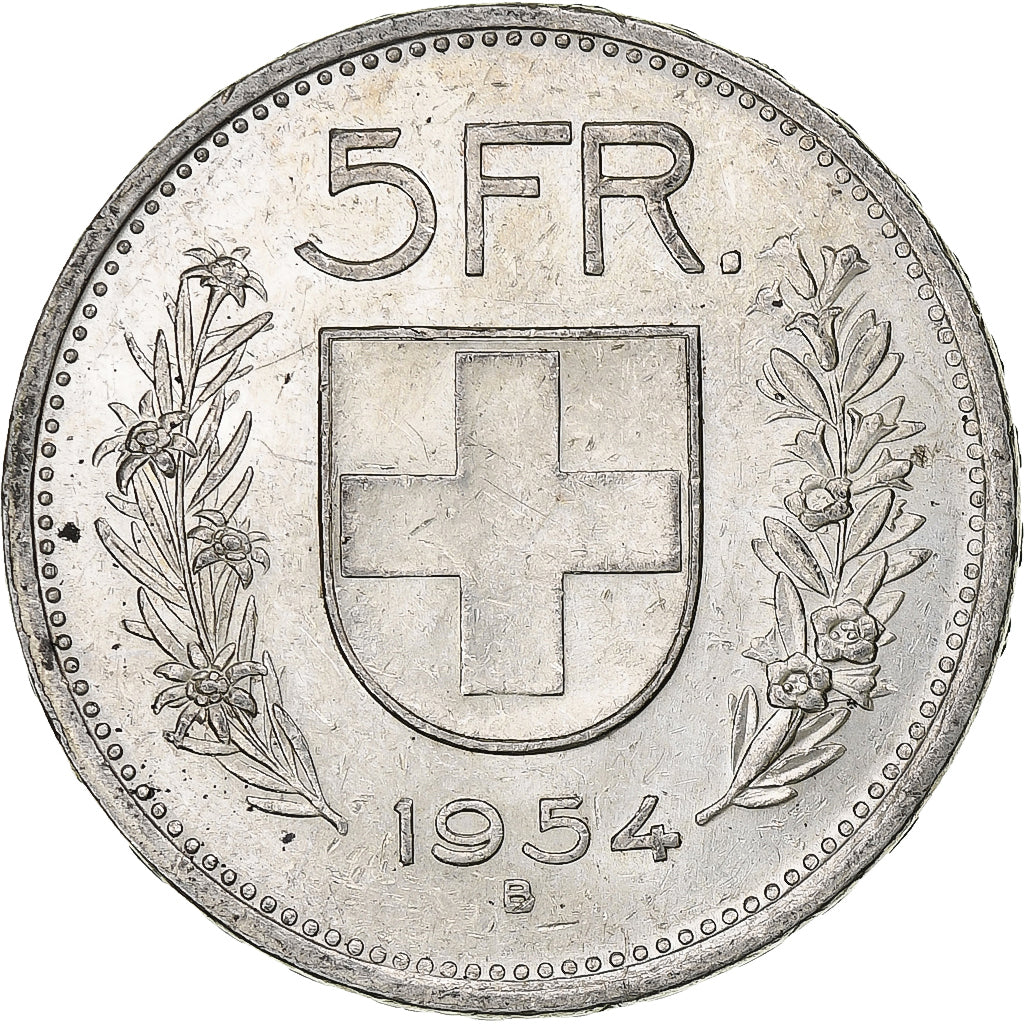 Switzerland, 5 Francs, Herdsman, 1954, Bern, Silver, VF(30-35), KM:40
