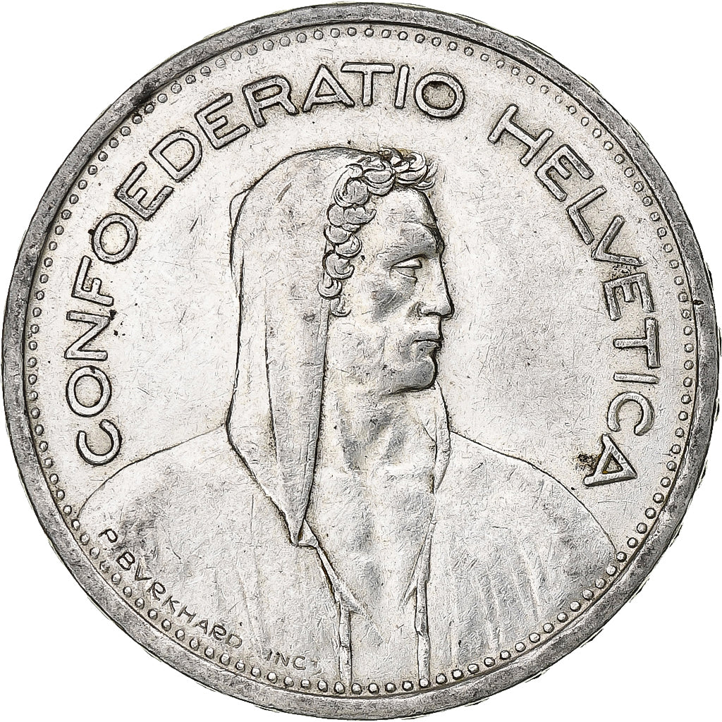 Svizzera, 5 Francs, Herdsman, 1954, Bern, Argento, MB+, KM:40