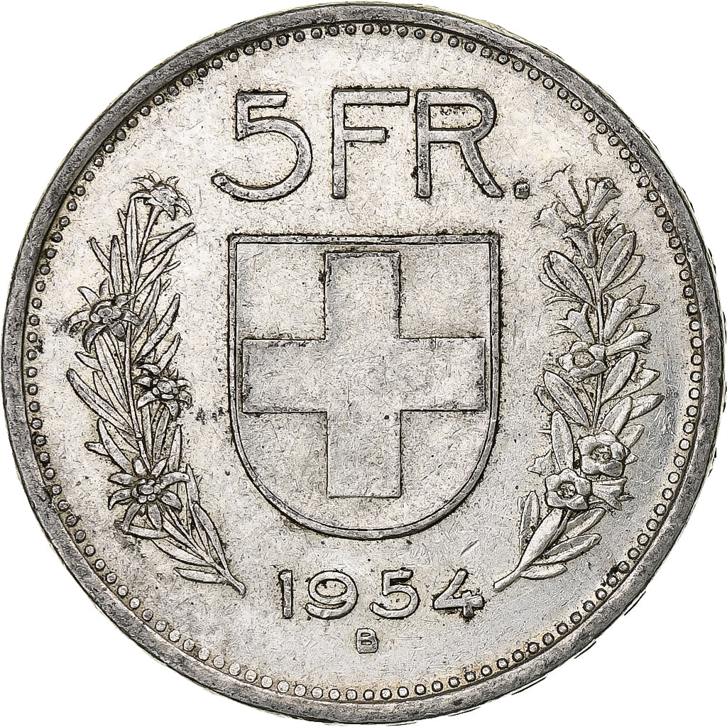 Switzerland, 5 Francs, Herdsman, 1954, Bern, Silver, EF(40-45), KM:40