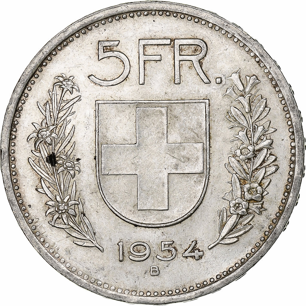 Schweiz, 5 Francs, Herdsman, 1954, Bern, Silber, SS, KM:40