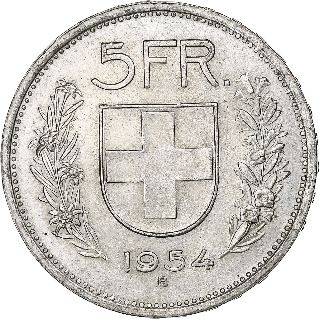 Suisse, 5 Francs, Herdsman, 1954, Bern, Argent, TTB, KM:40
