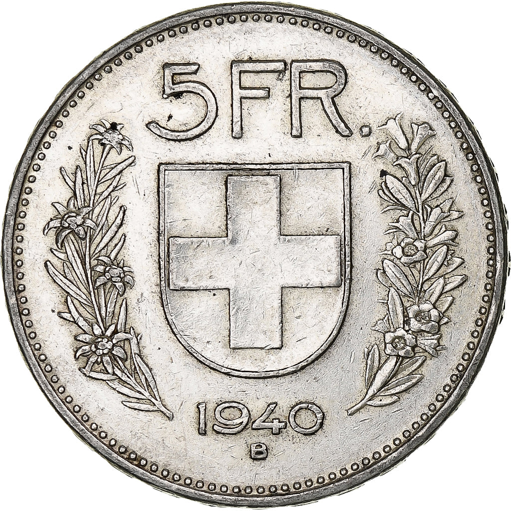 Switzerland, 5 Francs, Herdsman, 1940, Bern, Silver, VF(30-35), KM:40