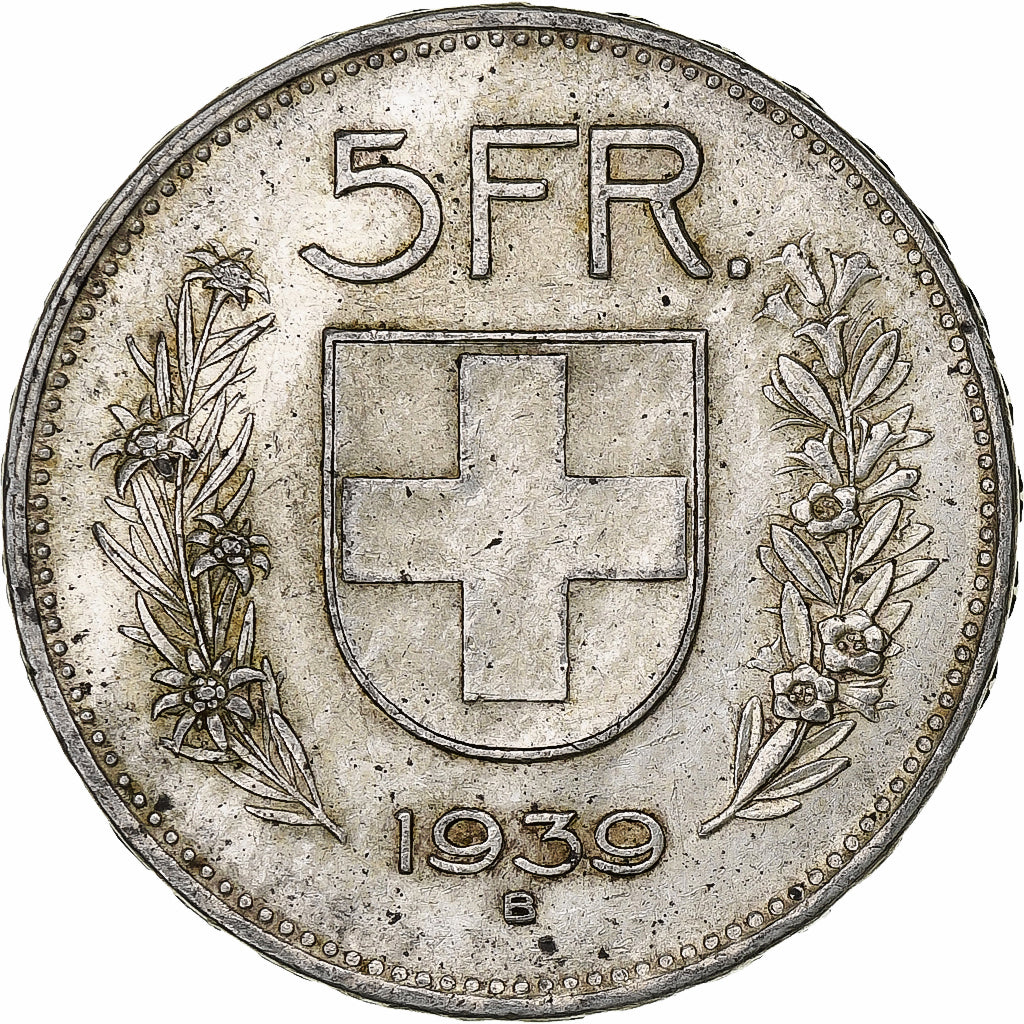 Switzerland, 5 Francs, Herdsman, 1939, Bern, Silver, VF(30-35), KM:40