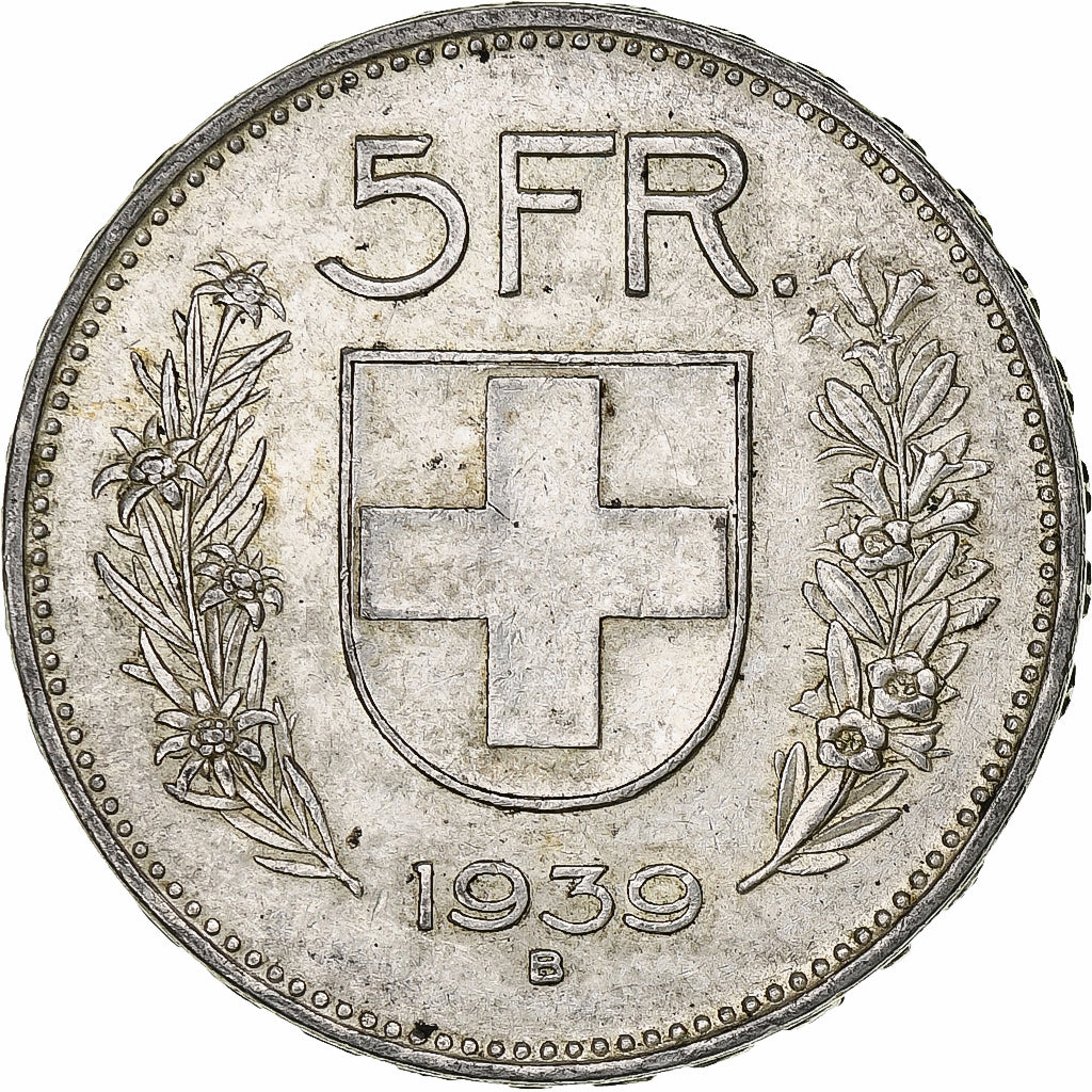 Switzerland, 5 Francs, Herdsman, 1939, Bern, Silver, EF(40-45), KM:40