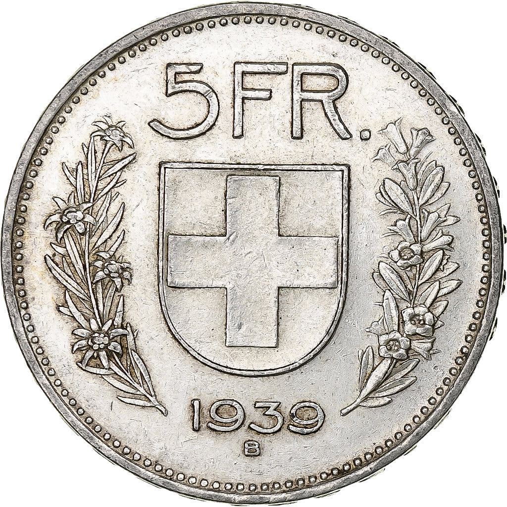 Switzerland, 5 Francs, Herdsman, 1939, Bern, Silver, EF(40-45), KM:40