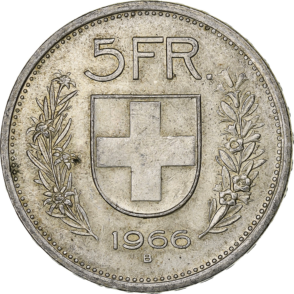 Svizzera, 5 Francs, Herdsman, 1966, Bern, Argento, BB+, KM:40