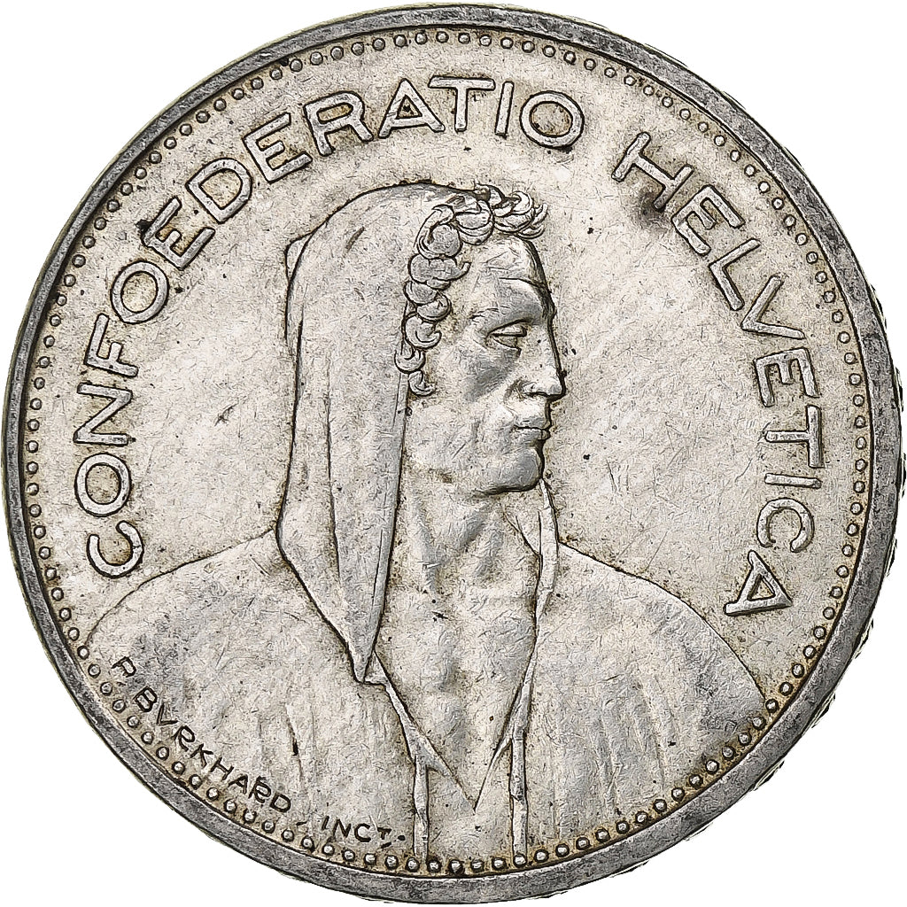 Switzerland, 5 Francs, Herdsman, 1937, Bern, Silver, EF(40-45), KM:40