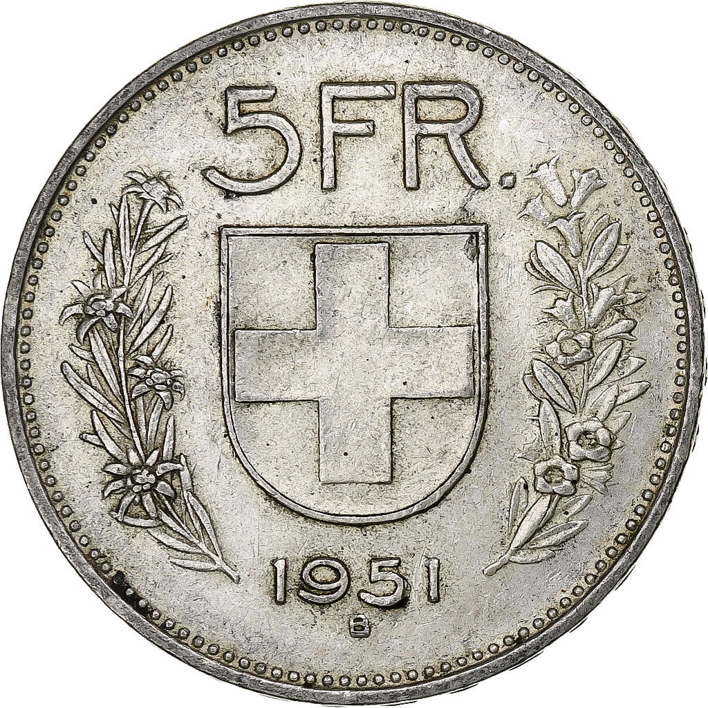 Switzerland, 5 Francs, Herdsman, 1951, Bern, Silver, VF(30-35), KM:40