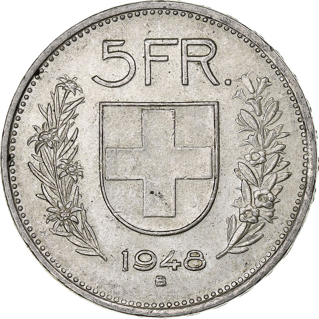Switzerland, 5 Francs, Herdsman, 1948, Bern, Silver, VF(30-35), KM:40