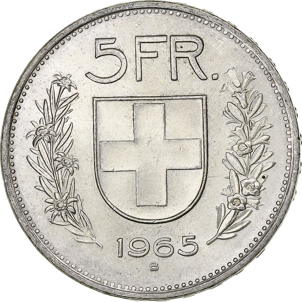 Switzerland, 5 Francs, Herdsman, 1965, Bern, Silver, AU(55-58), KM:40