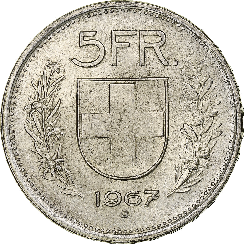 Switzerland, 5 Francs, Herdsman, 1965, Bern, Silver, AU(55-58), KM:40