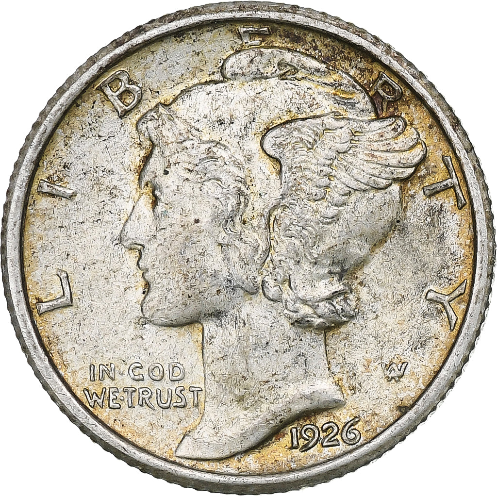 États-Unis, Dime, Mercury Dime, 1926, Philadelphie, Argent, TTB+, KM:140