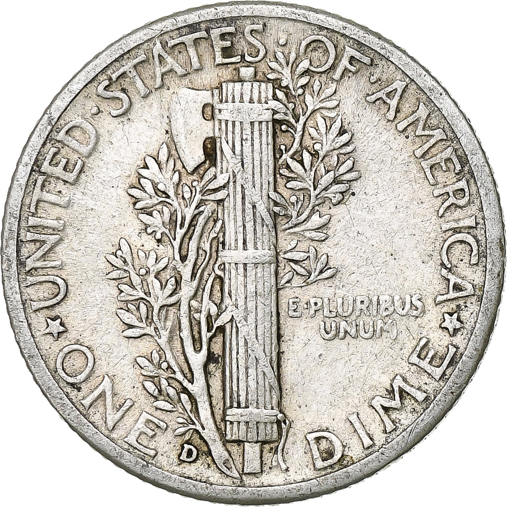 États-Unis, Dime, Mercury Dime, 1942, Denver, Argent, TB+, KM:140