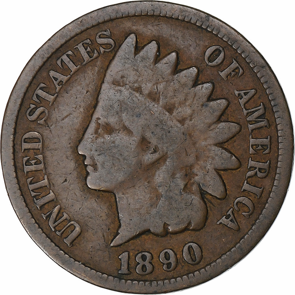 United States, Cent, Indian Head, 1890, Philadelphia, Bronze, VF(20-25), KM:90a