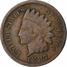 United States, Cent, Indian Head, 1897, Philadelphia, Bronze, VF(20-25), KM:90a