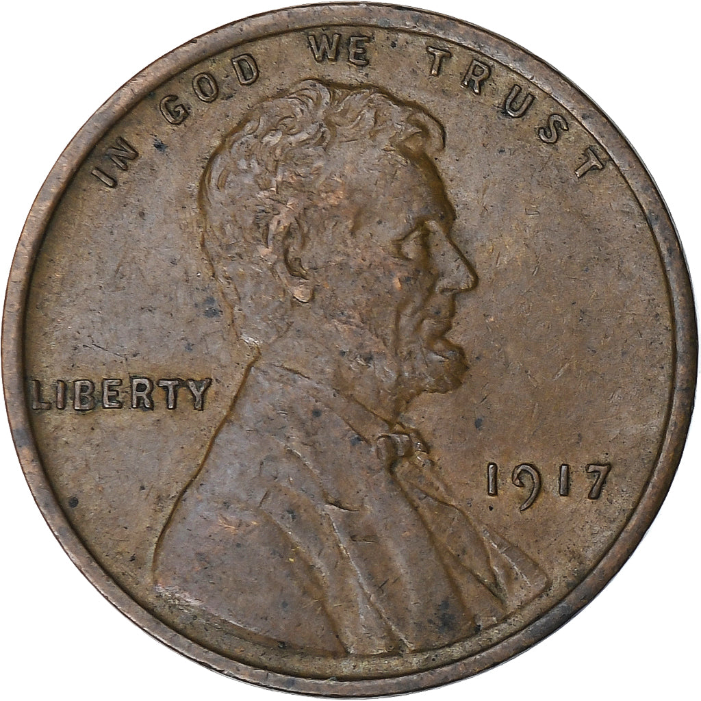 Estados Unidos, Cent, Lincoln Cent, 1917, Philadelphia, Bronce, MBC, KM:A132