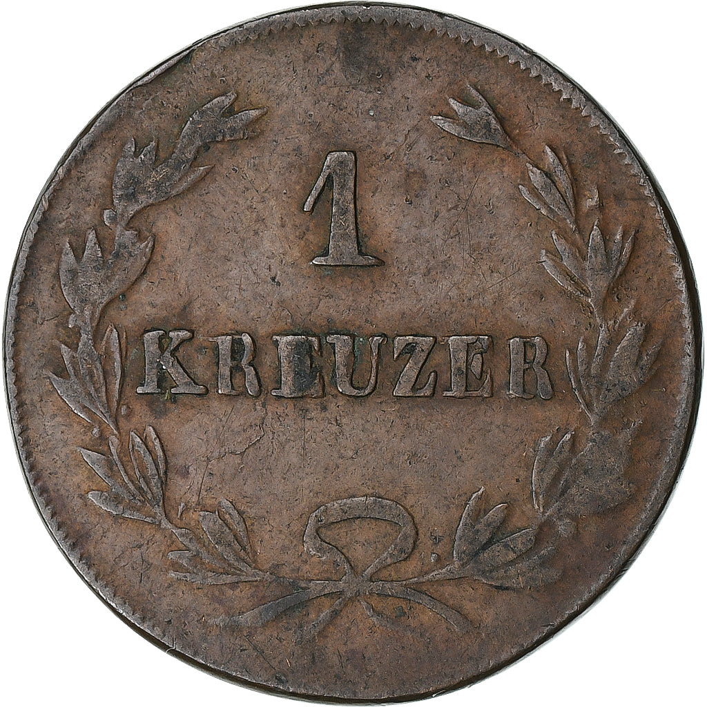 Deutsch Staaten, BADEN, Ludwig I, Kreuzer, 1825, Kupfer, S, KM:183