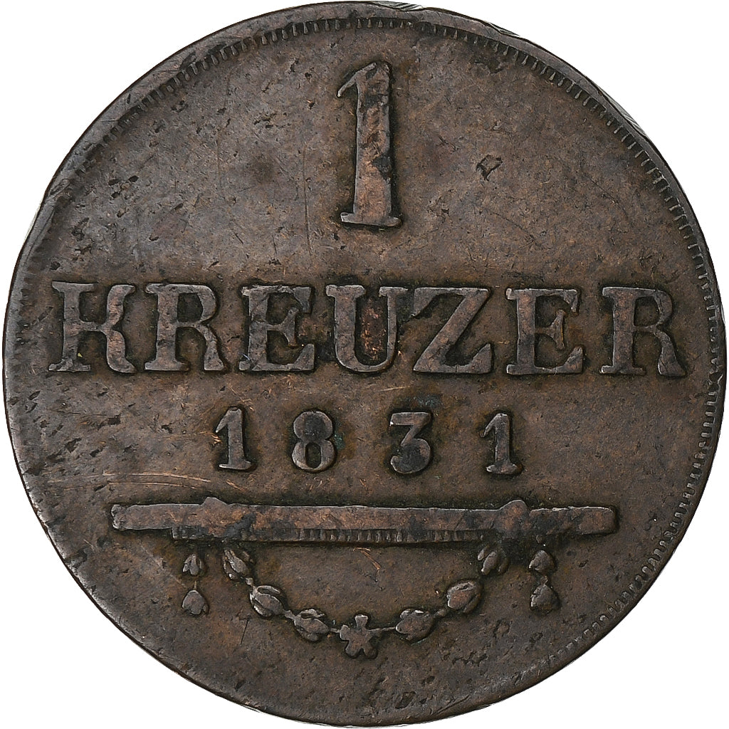 Deutsch Staaten, SAXE-MEININGEN, Eberhard II, Kreuzer, 1831, Kupfer, SS, KM:131
