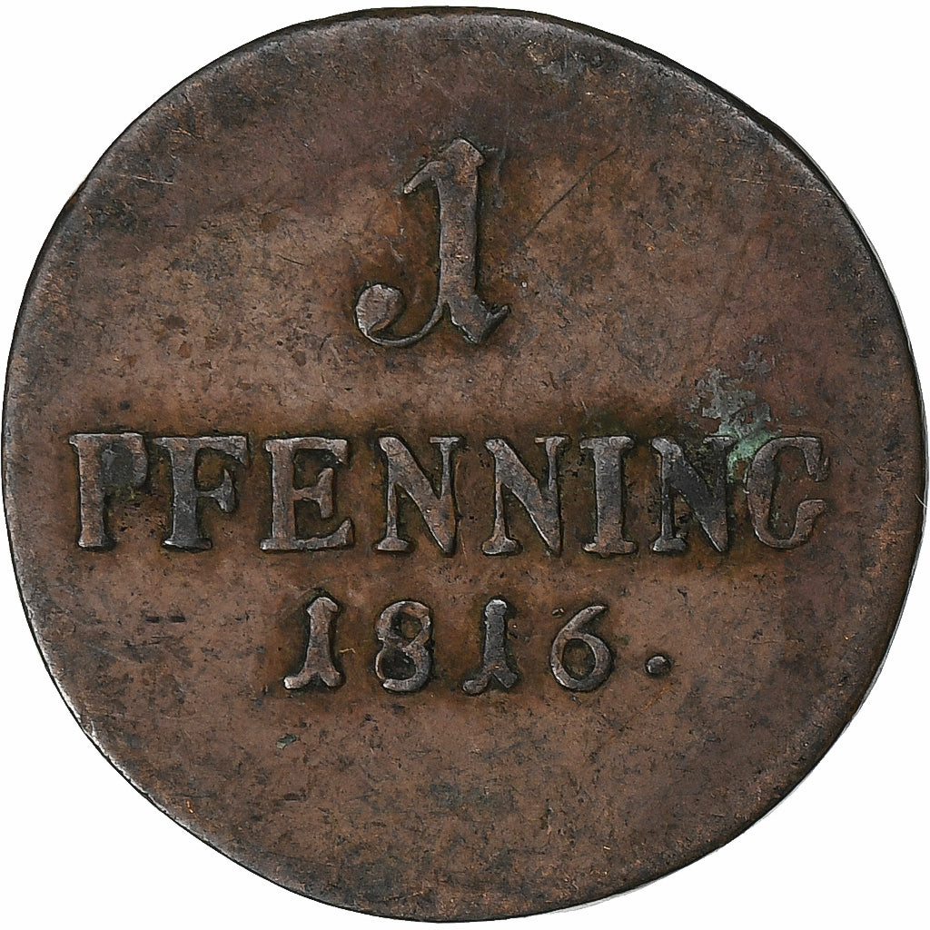 Deutsch Staaten, BAVARIA, Maximilian IV, Josef, Pfennig, 1816, Kupfer, S, KM:680
