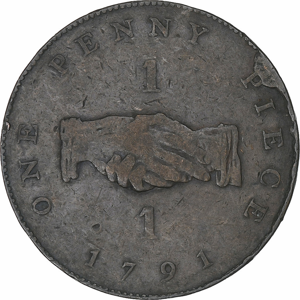 Sierra Leona, Penny, 1791, Soho Mint, Bronce, BC+, KM:2