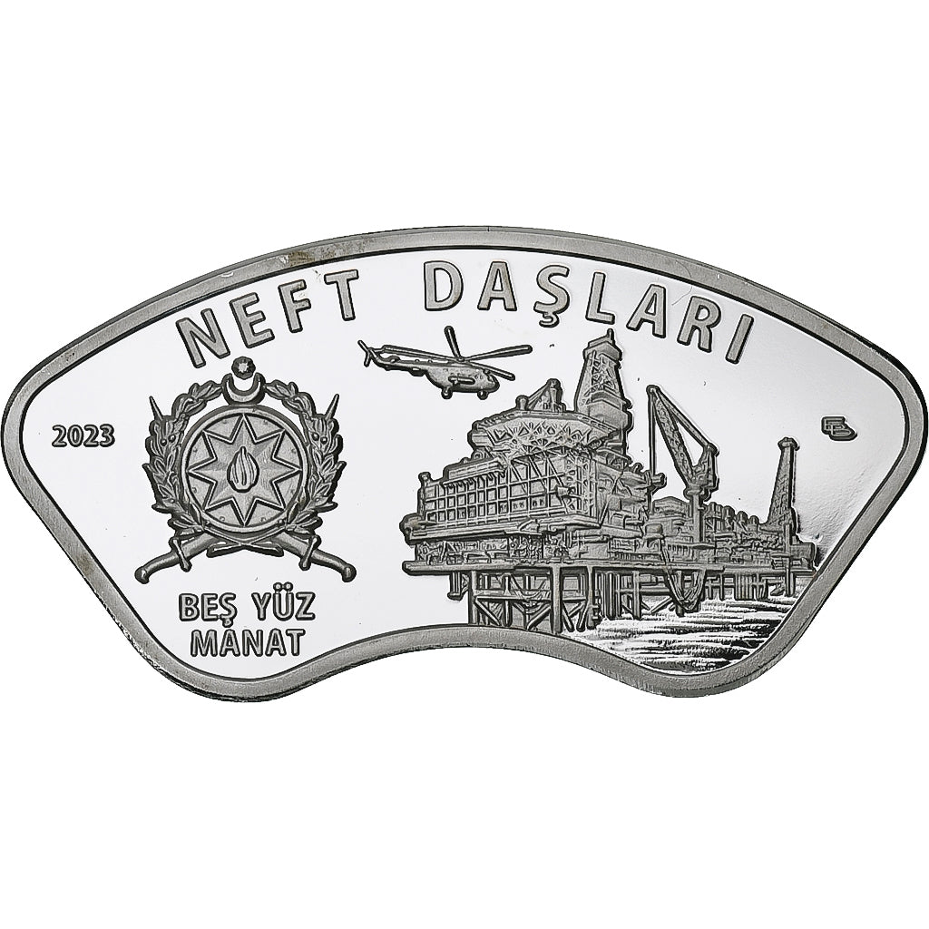 Aserbaidschan, 500 Manat, Neft Daşlari, 2023, Silver plated copper-nickel, STGL