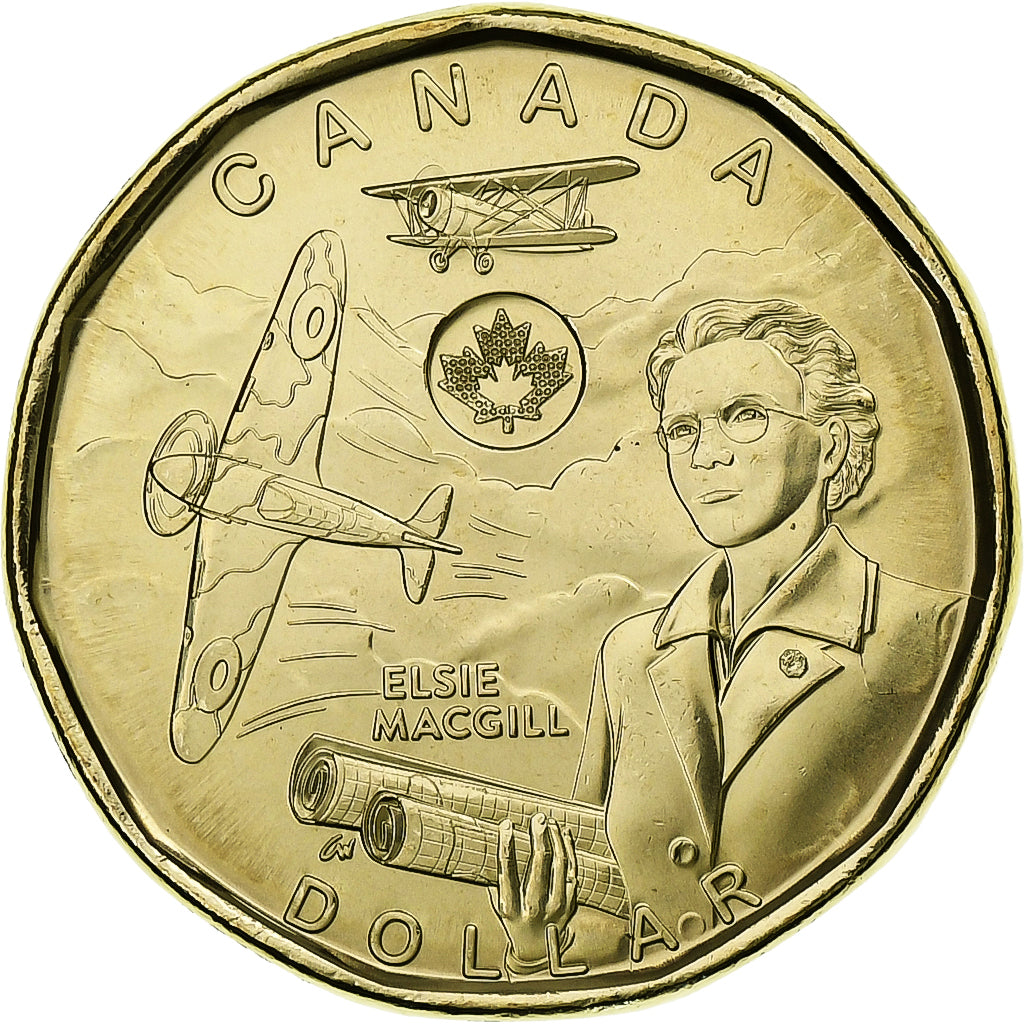 Canada, Dollar, Elsie MacGill, 2023, Royal Canadian Mint, Brass plated steel