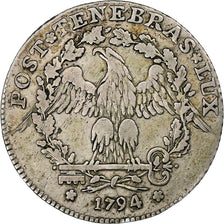 SWISS CANTONS, GENEVA, 15 Sols, 1794, Silver, VF(30-35), KM:97