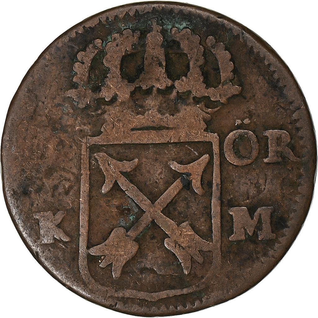Suécia, Frederick I, Ore, 1724, Avesta, Cobre, F(12-15), KM:383