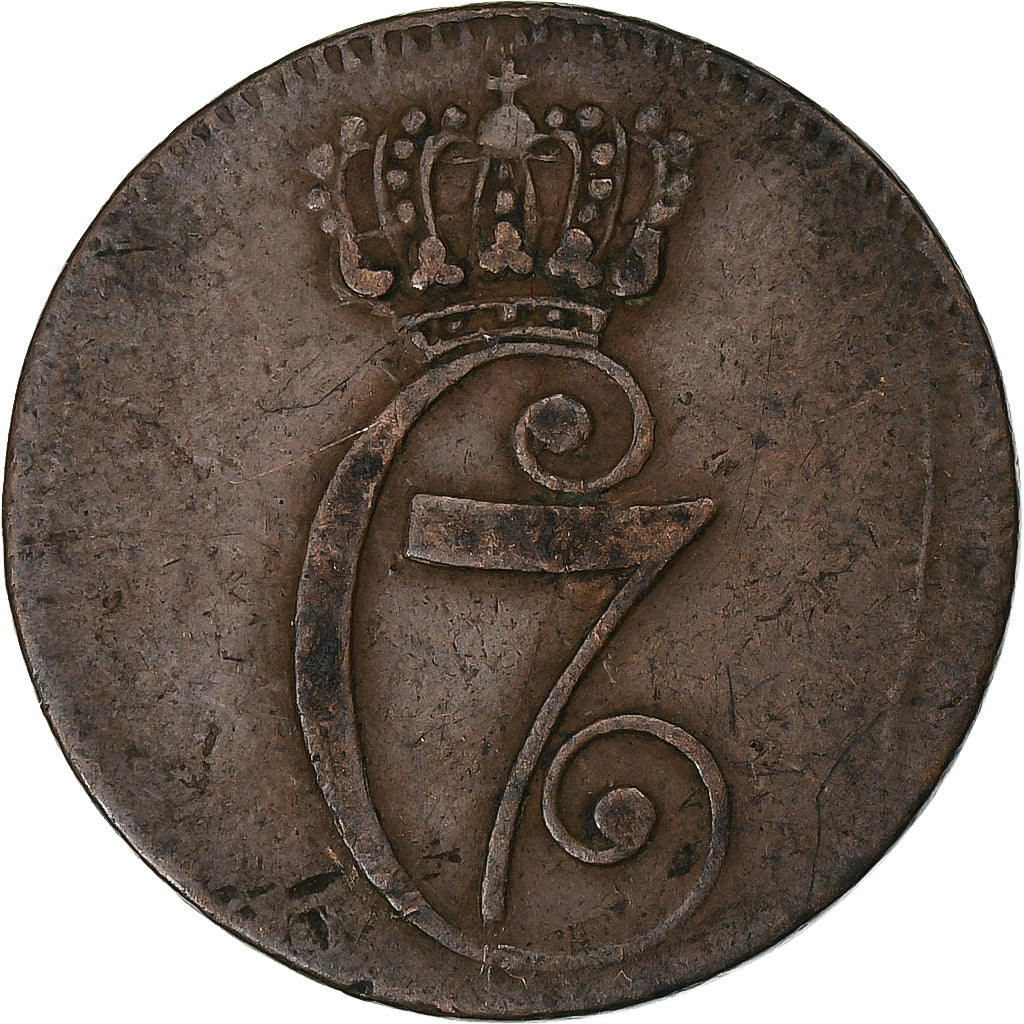 Dinamarca, Christian VII, 1/2 Skilling, 1771, Copenhagen, Cobre, MBC, KM:615