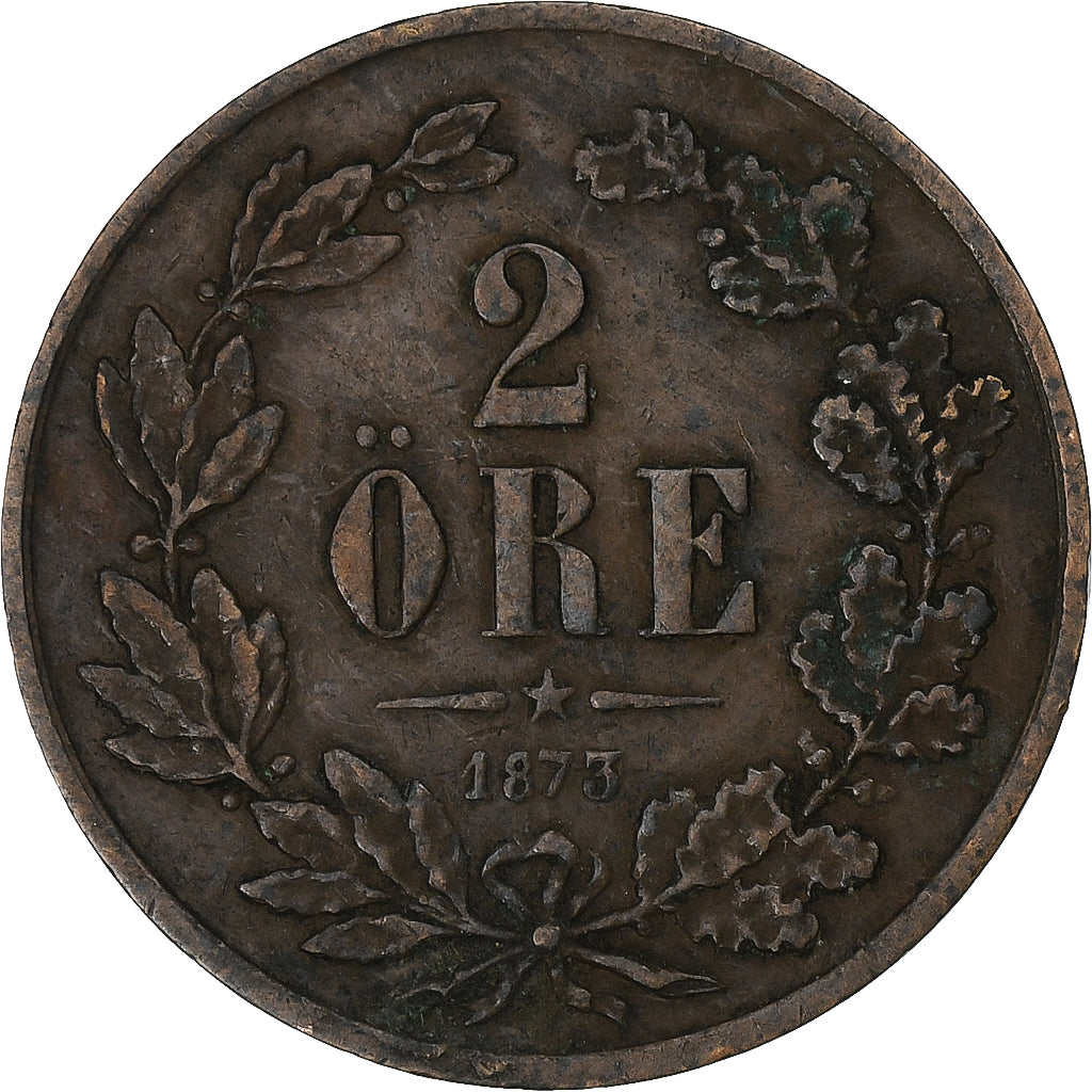 Suède, Oscar II, 2 Öre, 1873, Bronze, TB+, KM:706
