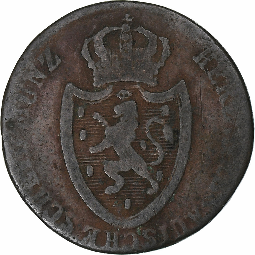 Deutsch Staaten, NASSAU, Friedrich Wilhelm, 1/2 Kreuzer, 1813, Koblenz, Kupfer