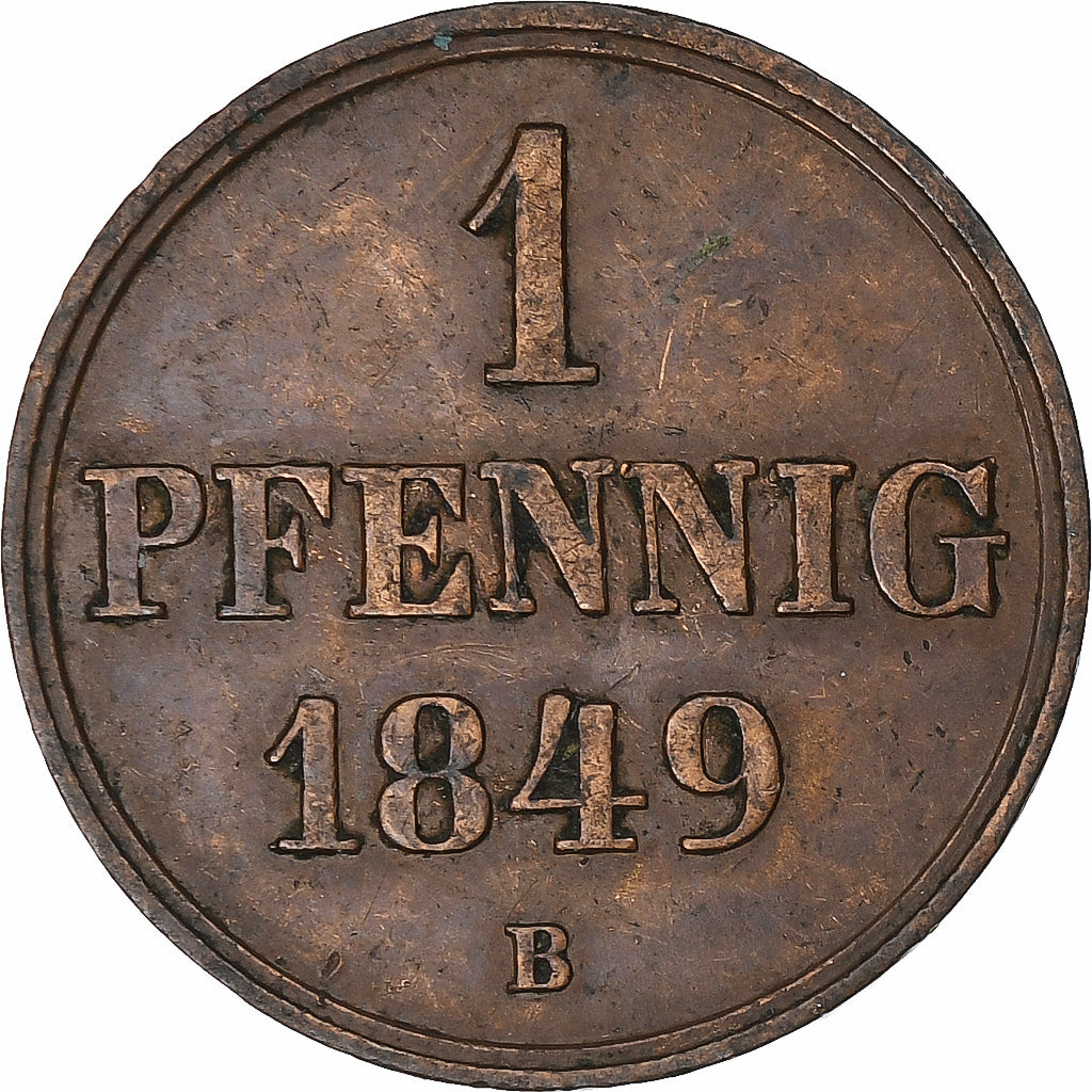 Deutsch Staaten, HANNOVER, Ernst August, Pfennig, 1849, Kupfer, VZ, KM:201