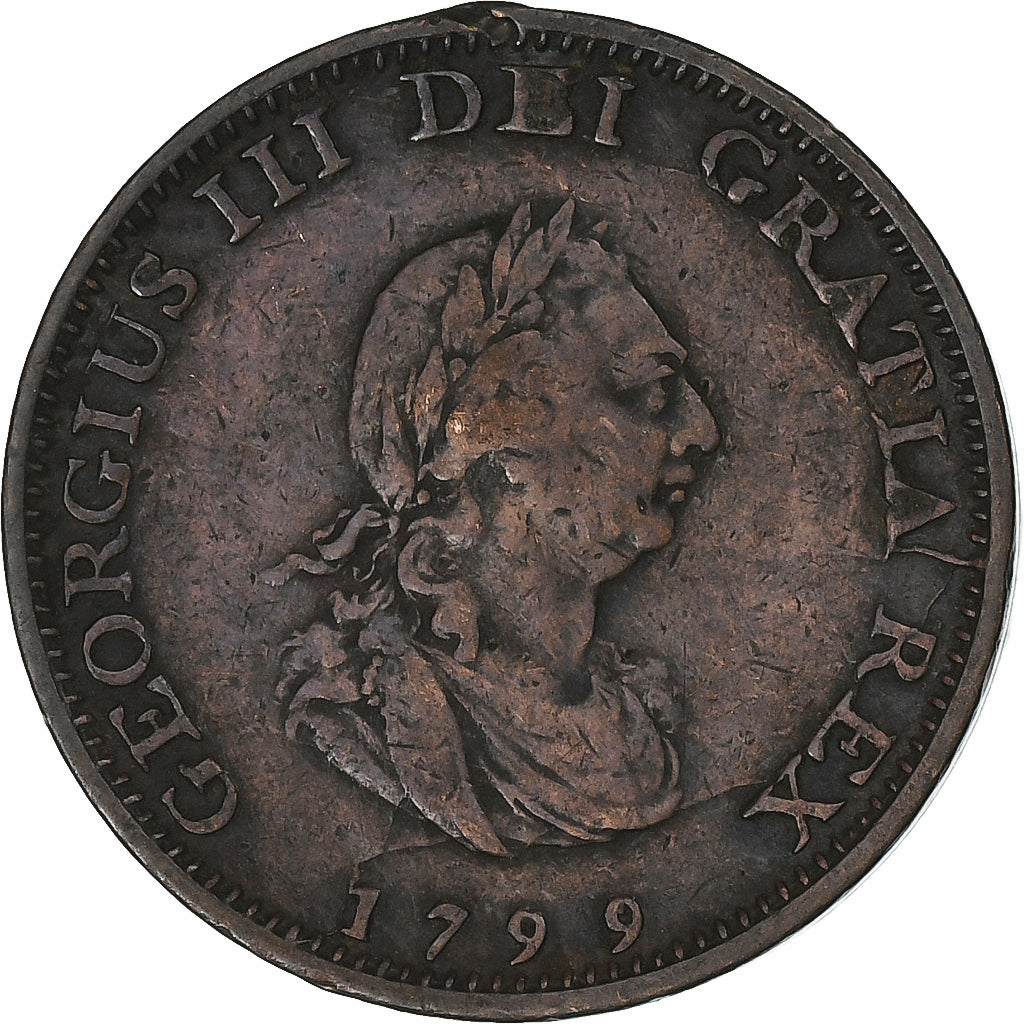 Great Britain, George III, Farthing, 1799, Soho Mint, Copper, VF(30-35), KM:646