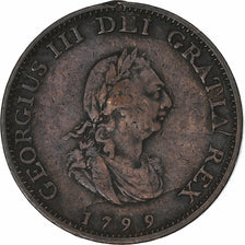 Great Britain, George III, Farthing, 1799, Soho Mint, Copper, VF(30-35), KM:646